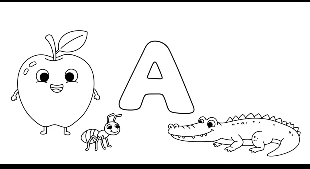 Letter A Coloring Page – Easy Version 