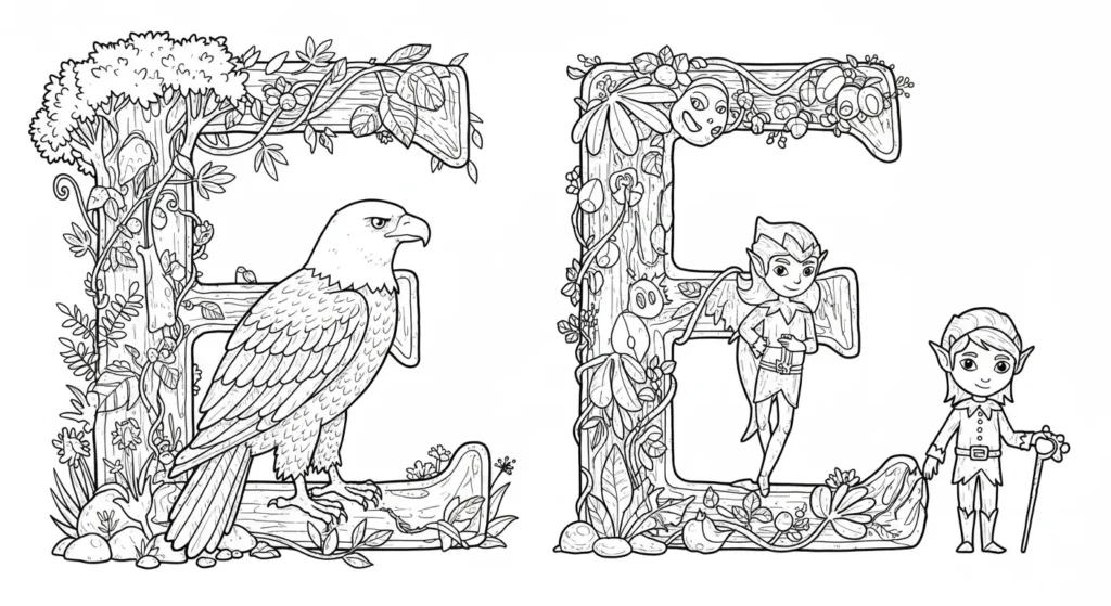 Letter E Coloring Page