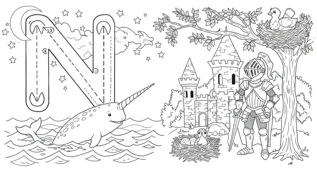 Letter N Coloring Page