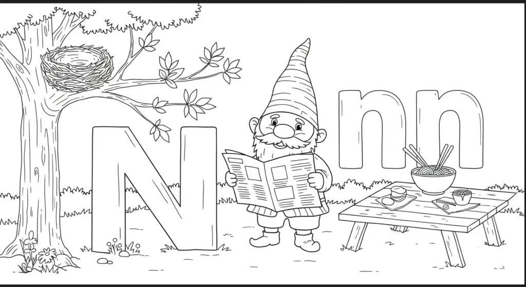 Letter N Coloring Page
