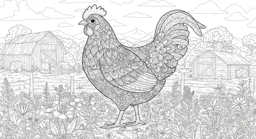 Chicken Coloring Page