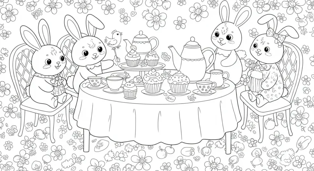 Tea Party Coloring Page