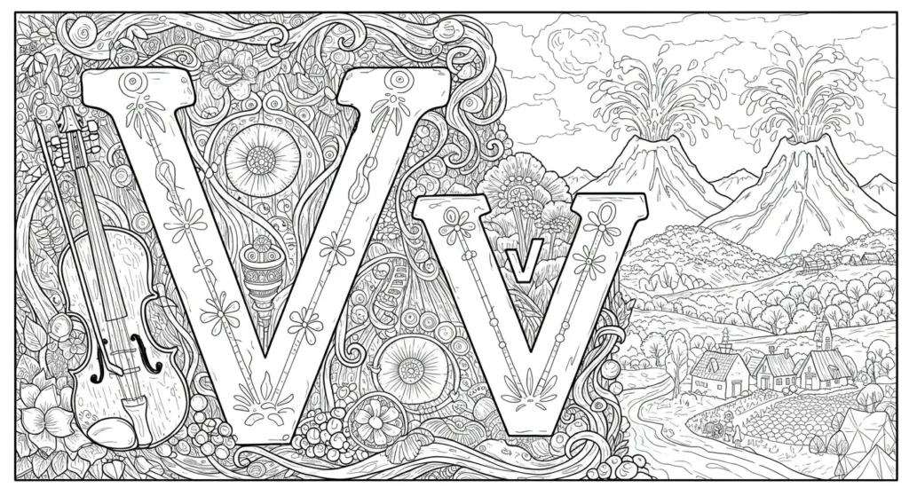 Letter V Coloring Page