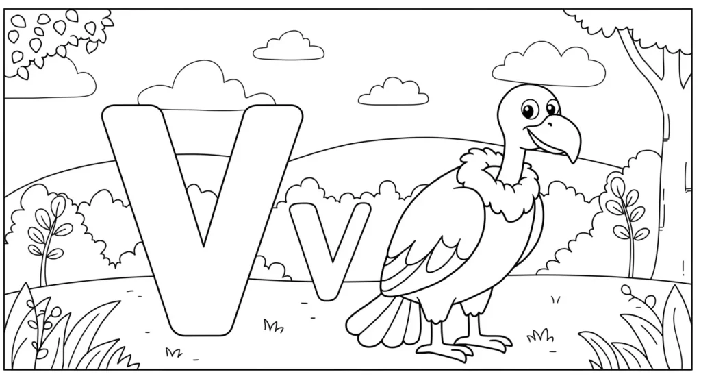 Letter V Coloring Page