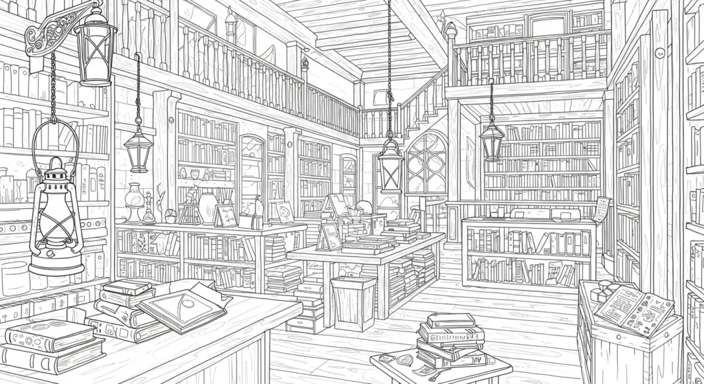 Bookstore Coloring Page