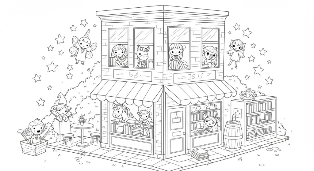 Bookstore Coloring Page