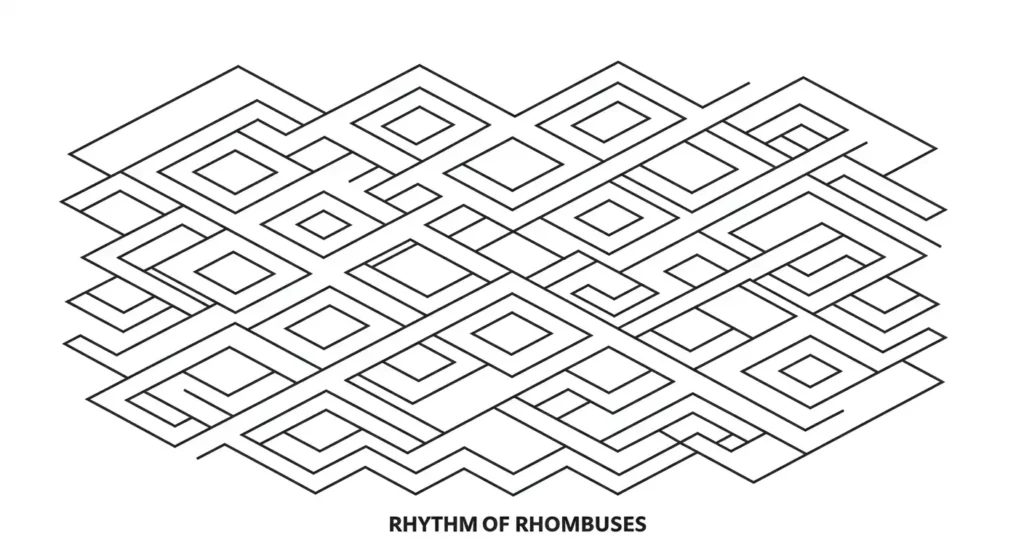 Rhythm of Rhombuses Geometric Pattern Coloring Page