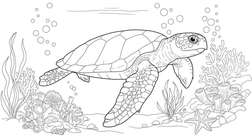 Sea Turtle Coloring Page 