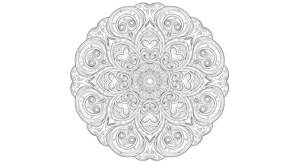 The Spiral Mirage Complex Mandala Coloring Page