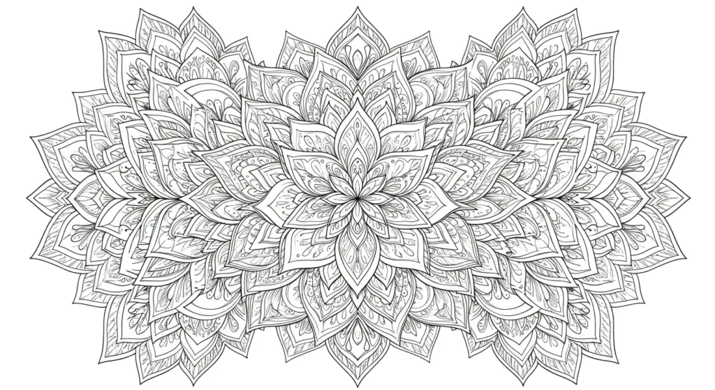 Whispers of the Lotus Complex Mandala Coloring Page